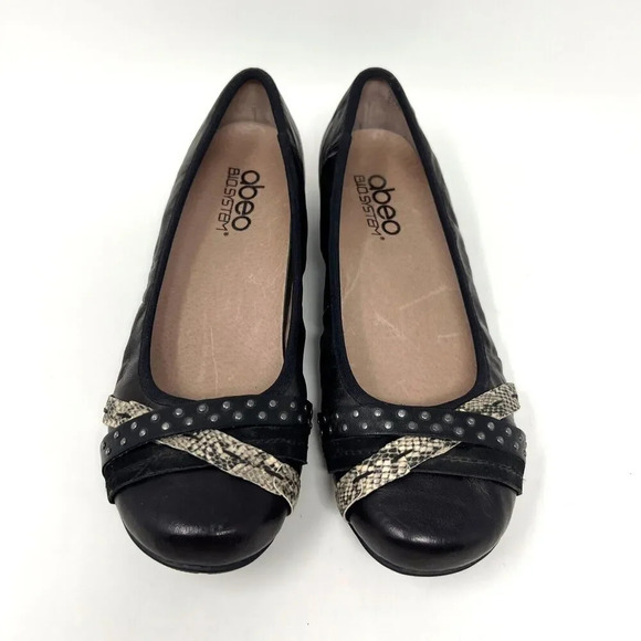 Abeo Toni Black Leather Slip On Comfort Ballet Flat Shoes Women’s Size 7N - Picture 4 of 11